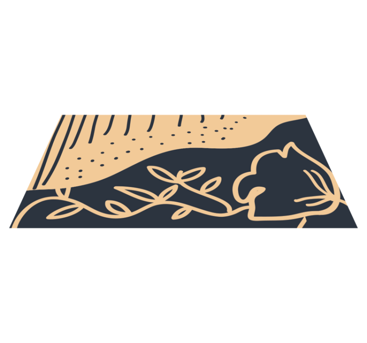 Beige leafy motif nature vinyl rug - TenStickers