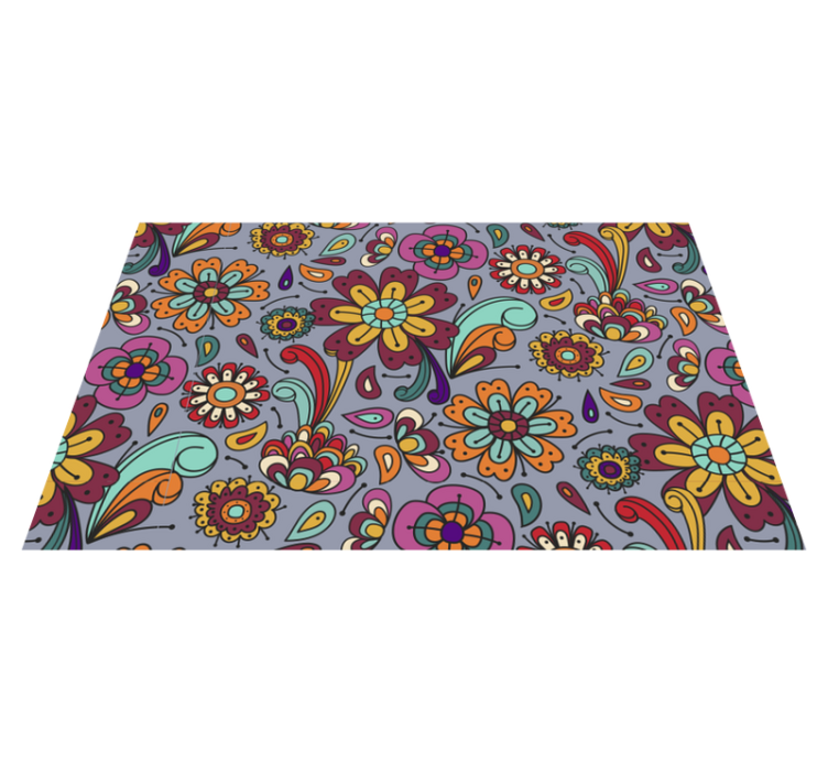 Vibrant Botanical Motifs floral vinyl rug - TenStickers