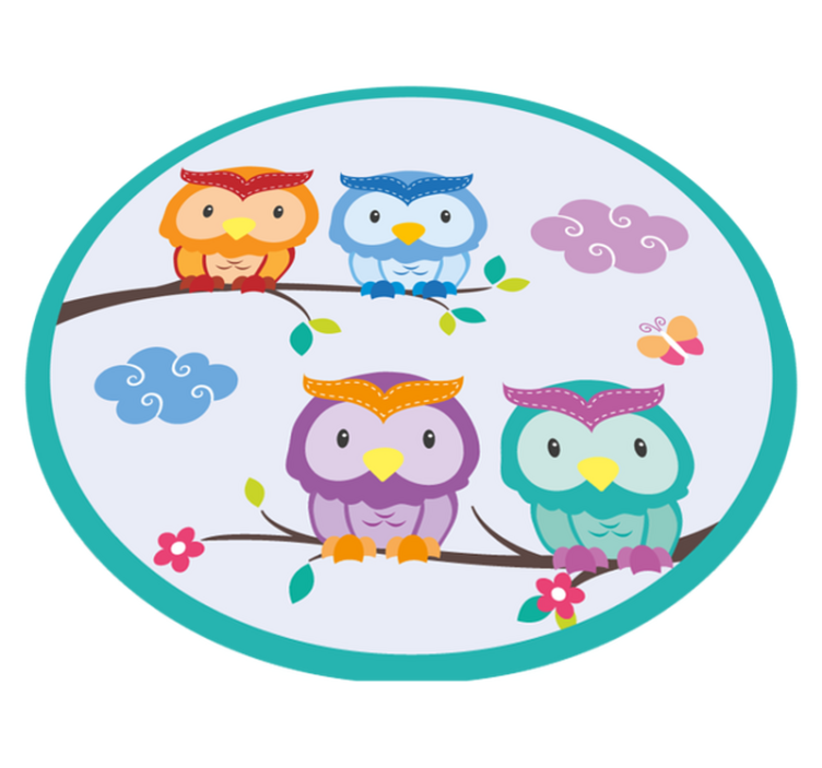 Colorful Owl Family nursery vinyl rug - TenStickers