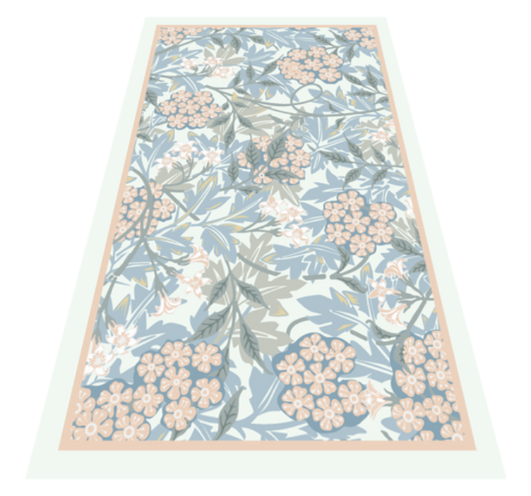 Kitchen white and blue plants nordic vinyl rug - TenStickers