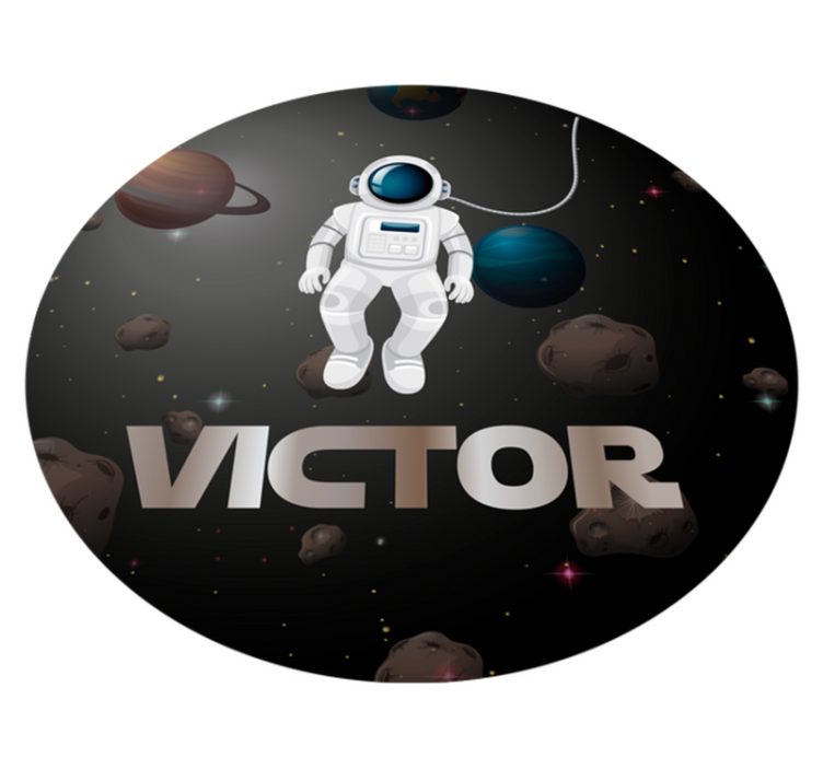 Universe astronaut with name kids vinyl rug - TenStickers