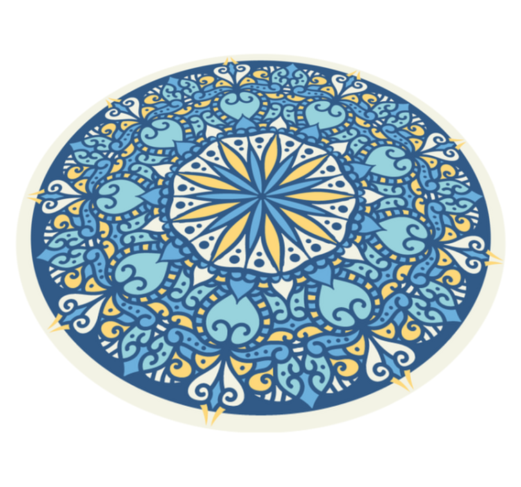 Intricate blue motif mandala vinyl rug - TenStickers