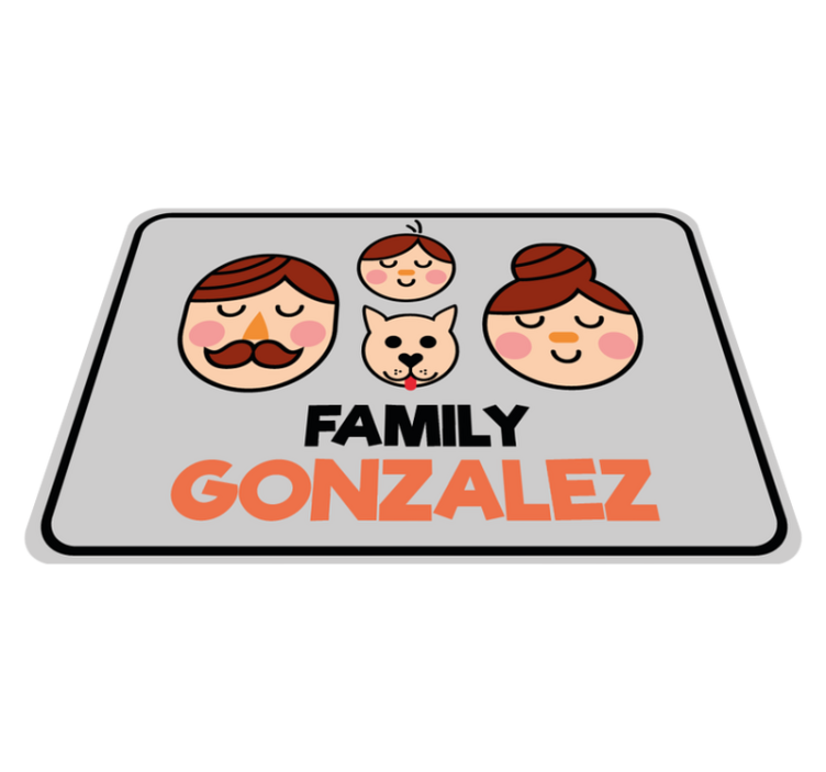 Personalized Family Illustration custom vinyl rug - TenStickers