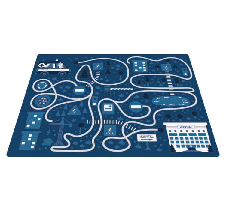 Blue city map road vinyl rug - TenStickers