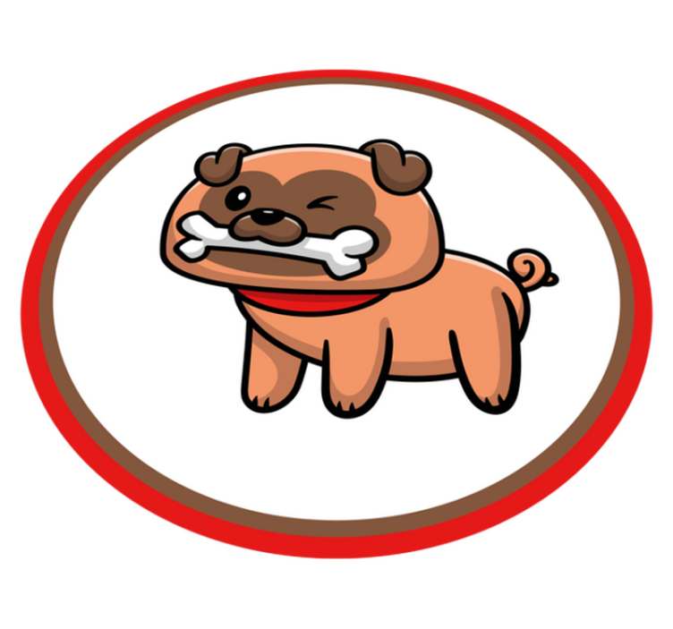 Bulldog with a bone animal vinyl rug - TenStickers