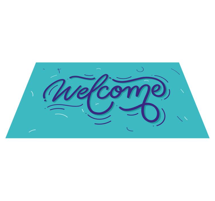 Welcome blue design entrance hall vinyl rug - TenStickers