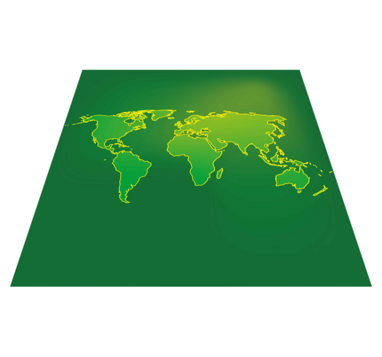 Green Globe Contour world map vinyl rug - TenStickers