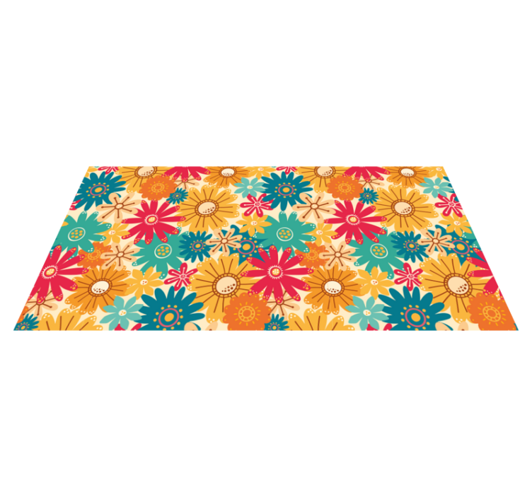 Floral vinyl rug in vibrant flower design - TenStickers