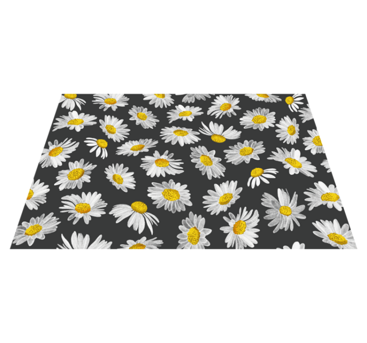 Daisy grey motif floral vinyl rug - TenStickers