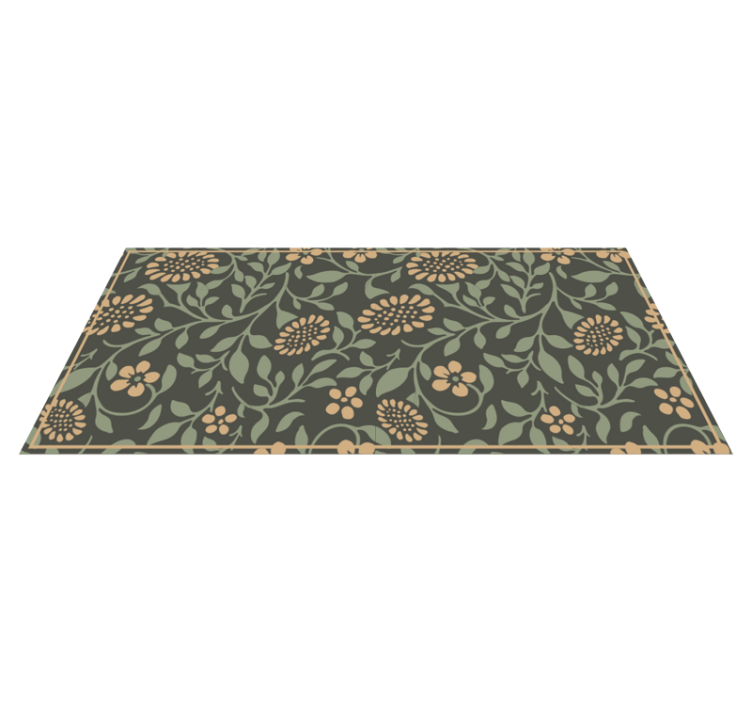 Sunflower green pattern floral vinyl rug - TenStickers