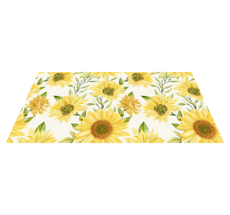 Sunflower Bloom Composition floral vinyl rug - TenStickers