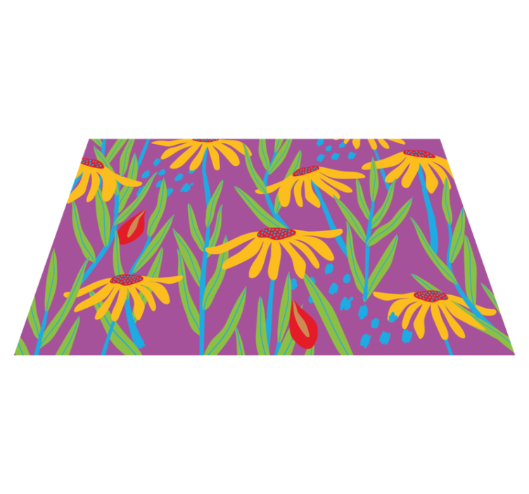 Purple botanical arrangement floral vinyl rug - TenStickers