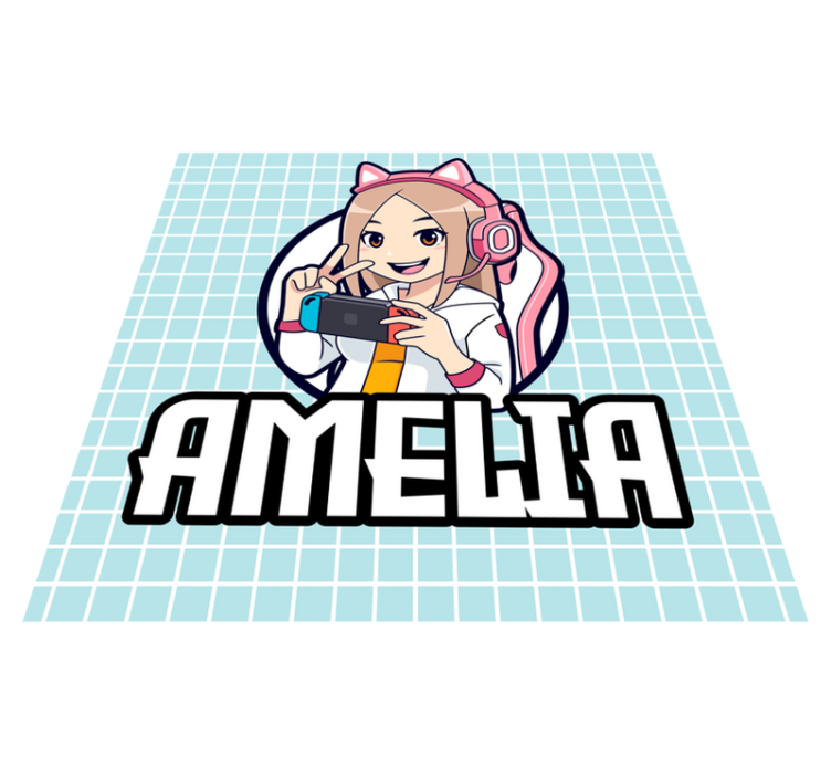 Gaming girl with name teenage bedroom vinyl rug - TenStickers