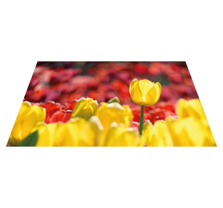 Yellow tulip blooms floral vinyl rug - TenStickers