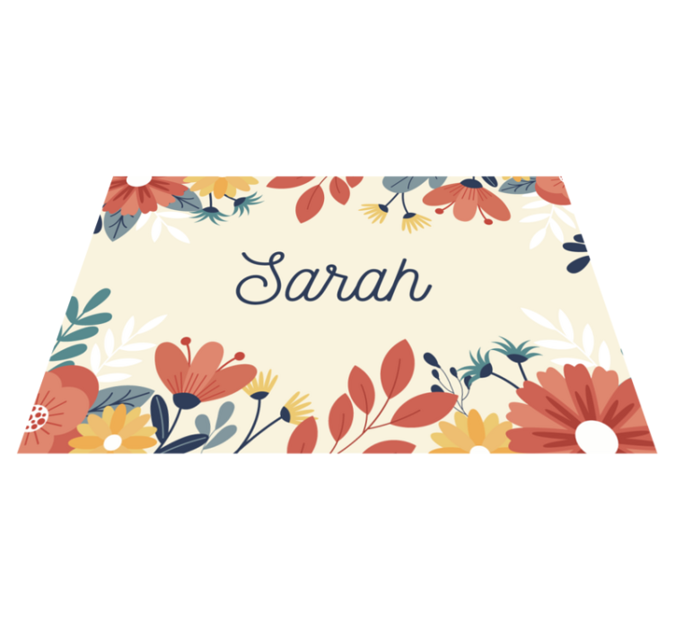 Personalized Floral Name custom vinyl rug - TenStickers
