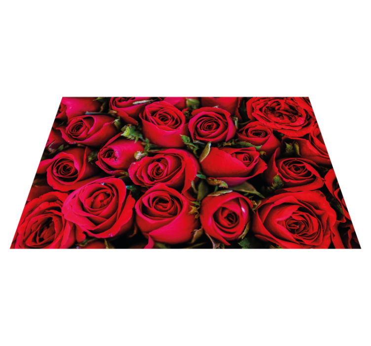 Red roses pattern nature vinyl rug - TenStickers