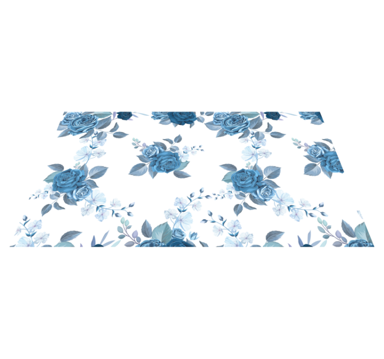 Azure Bloom Composition floral vinyl rug - TenStickers