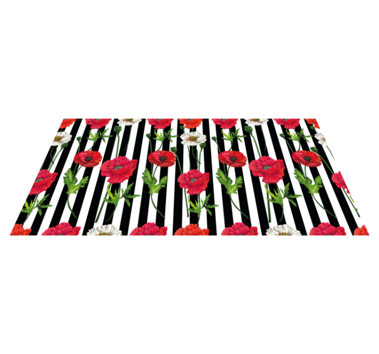 Floral vinyl rug with floral striped pattern - TenStickers