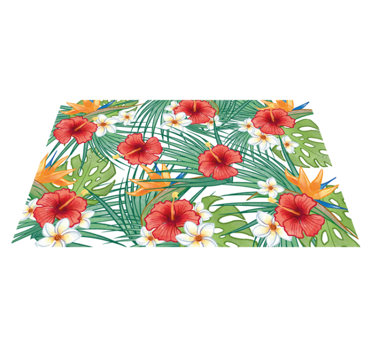 Tropical floral design floral vinyl rug - TenStickers