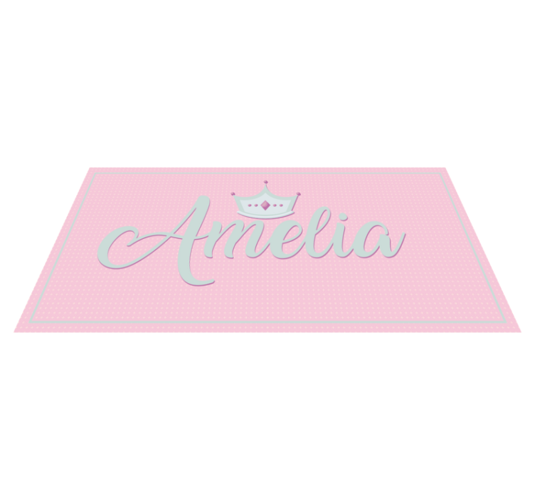 Crowned pink name custom vinyl rug - TenStickers