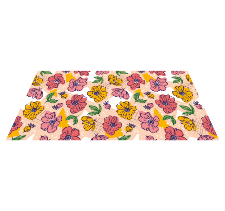 Colorful floral patterns floral vinyl rug - TenStickers