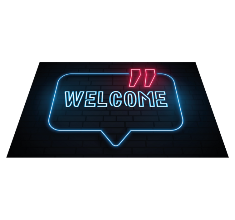 Neon blue sign entrance hall vinyl rug - TenStickers