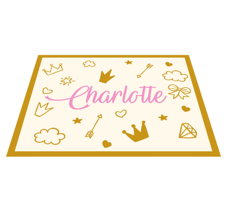Princess theme with name custom vinyl rug - TenStickers