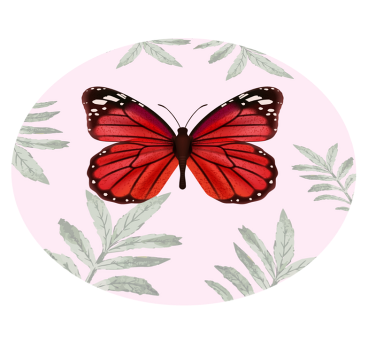 Butterfly Design floral vinyl rug - TenStickers