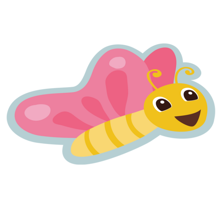 Colorful Butterfly Character kids vinyl rug - TenStickers