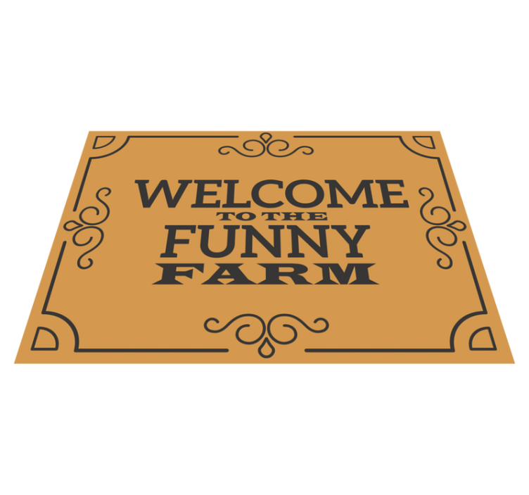 Funny Farm Welcome custom vinyl rug - TenStickers
