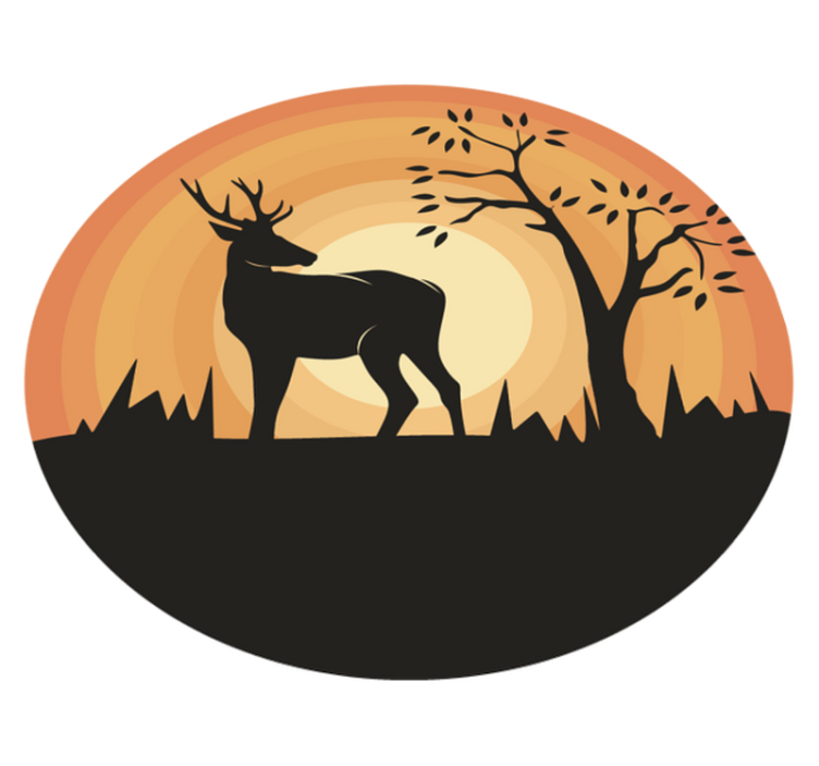 Retro serene deer silhouette vintage vinyl rug - TenStickers