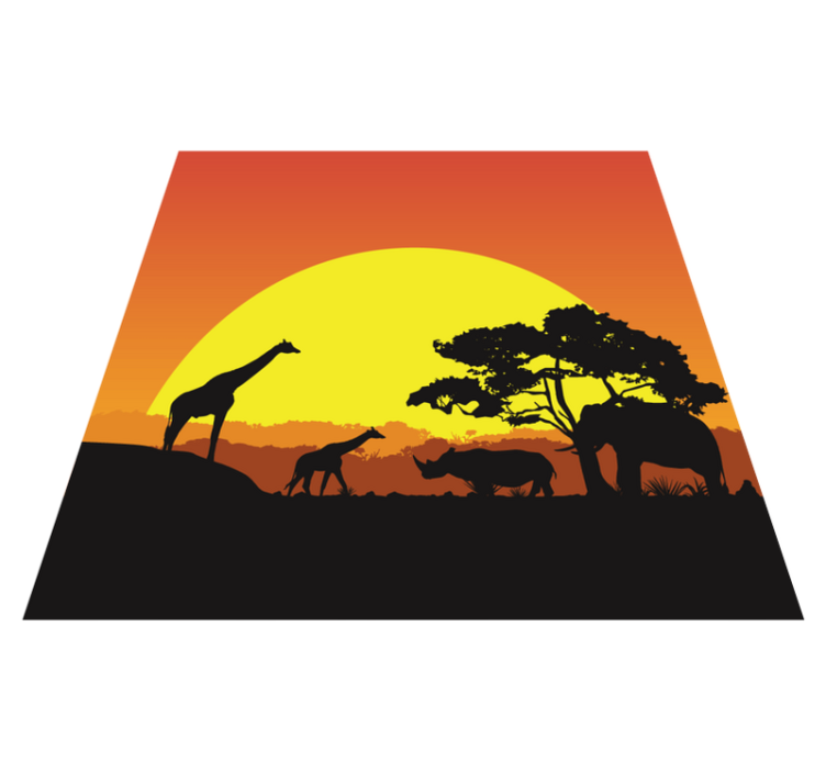 Sunset safari scene animal vinyl rug - TenStickers
