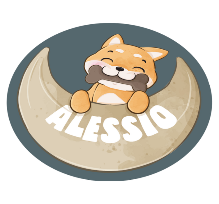 Puppy with bone and name kids vinyl rug - TenStickers