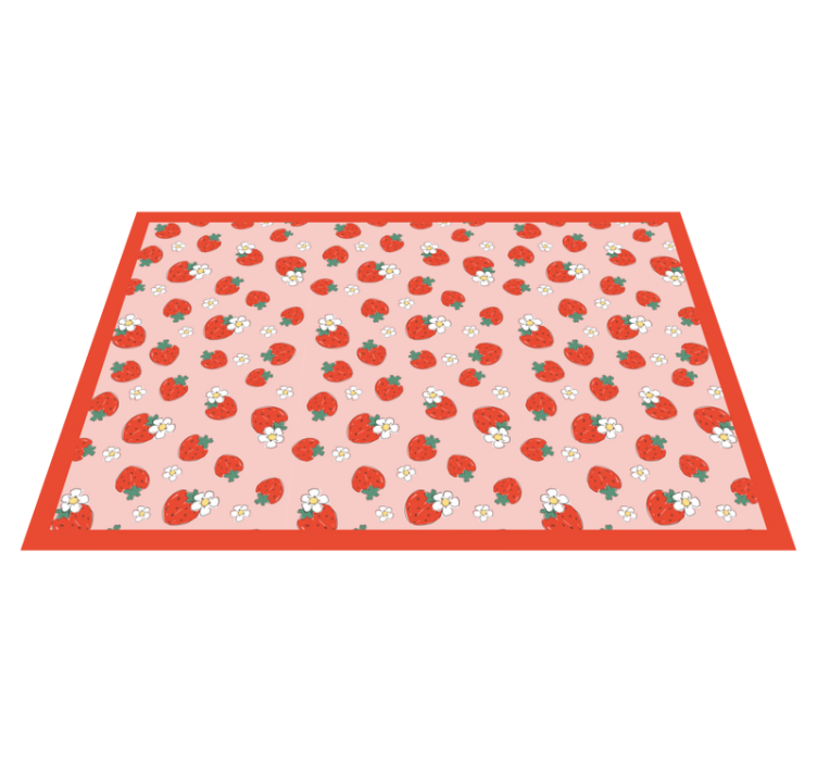 Strawberries cute flowers kitchen floor tiles - TenStickers