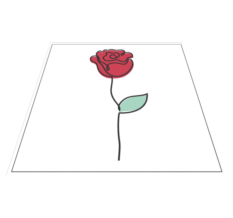 Cute red rose Line art design floral rug - TenStickers