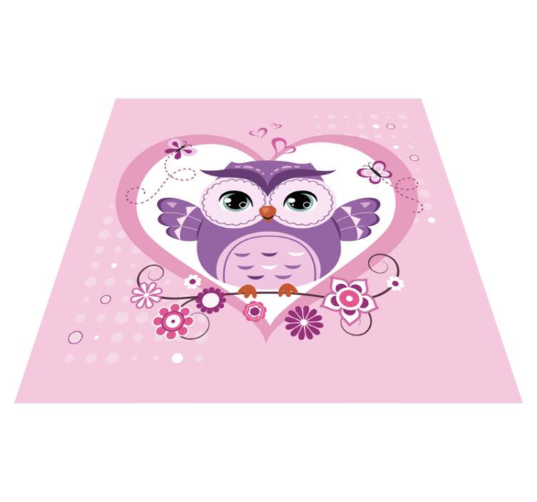 CUTE OWL HEART kids vinyl rug - TenStickers