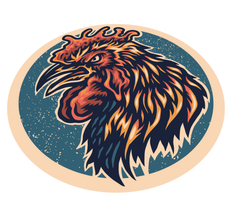 Rooster Head Illustration teenage bedroom vinyl rug - TenStickers