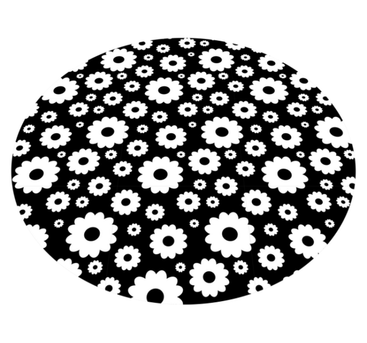 Black background with white daisies floral rug - TenStickers
