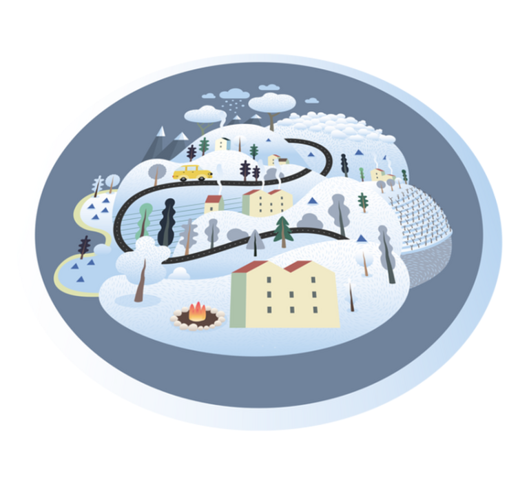 Whimsical Landscape Journey road vinyl rug - TenStickers