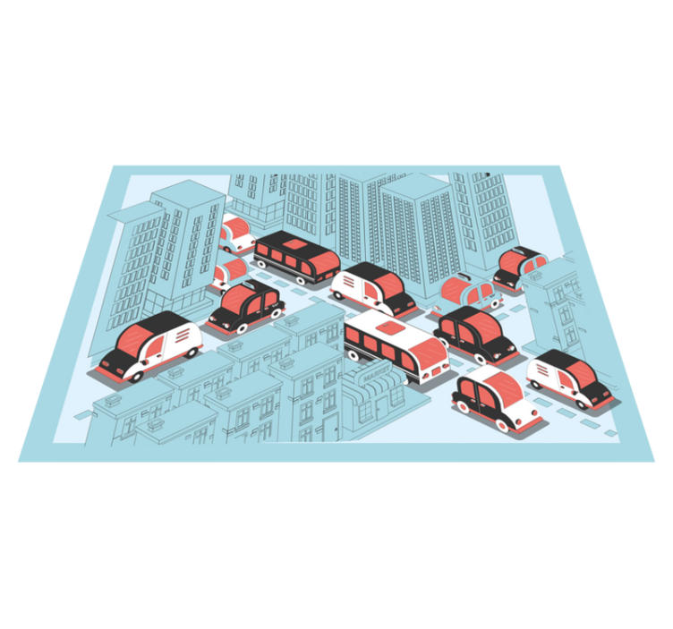 City Traffic Scene road vinyl rug - TenStickers