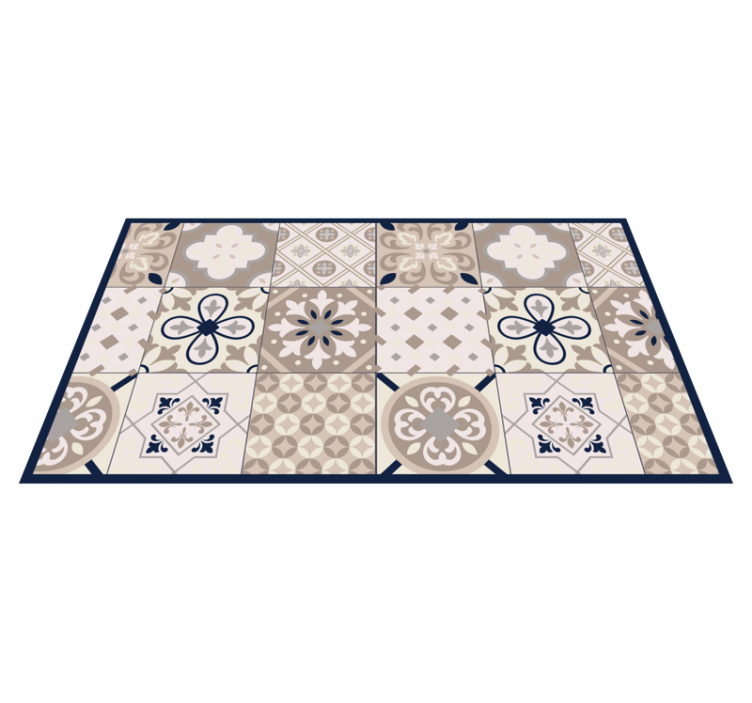 Beige elegant design tile vinyl rug - TenStickers