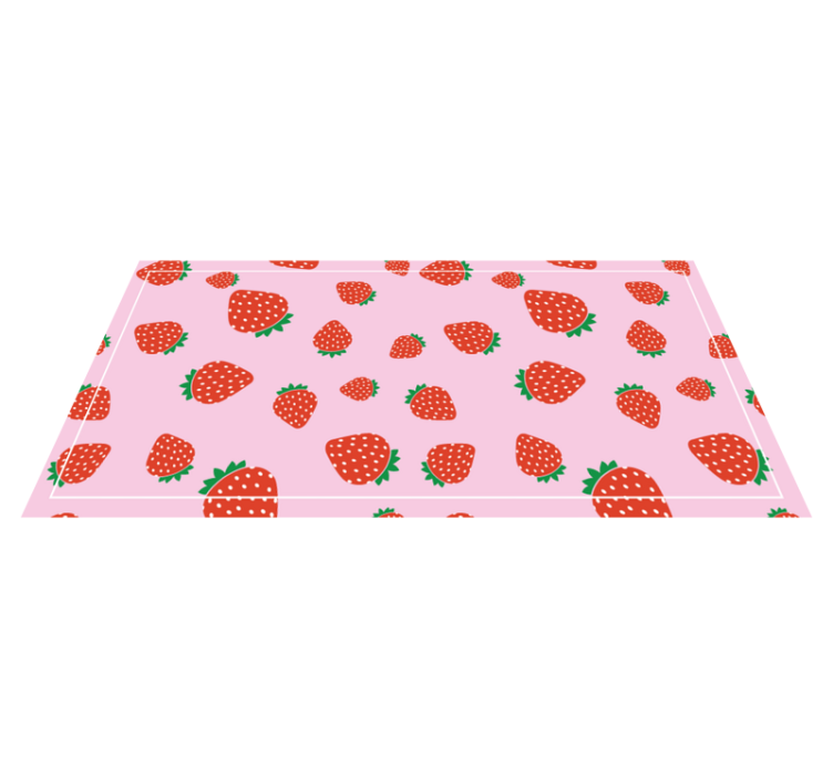 Pink strawberry motif floral vinyl rug - TenStickers