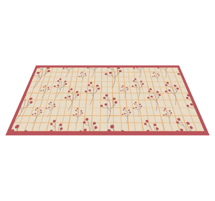 Squarred grid pattern floral vinyl rug - TenStickers