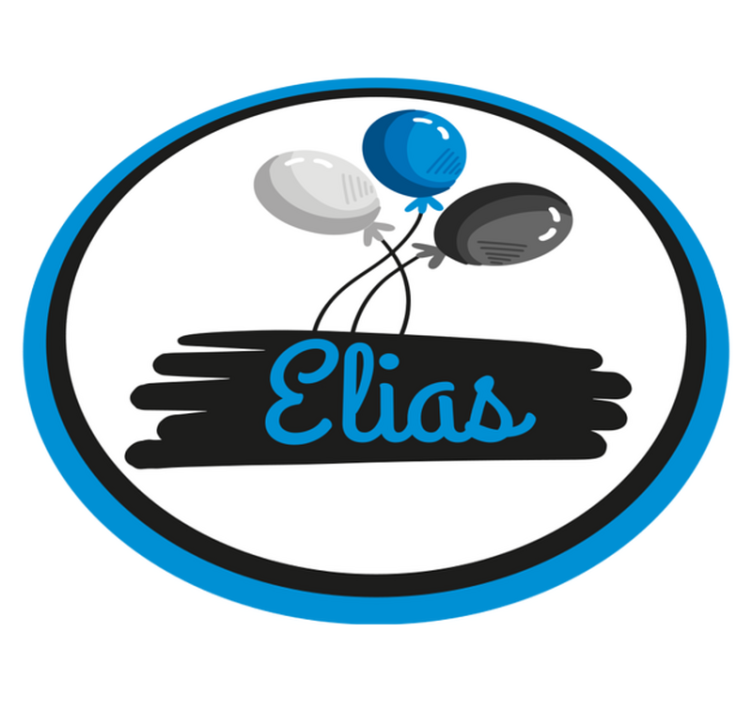 Personalised grey and blue balloons kids vinyl rug - TenStickers