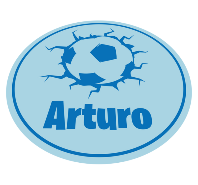 Beaking football ball with name kids vinyl rug - TenStickers