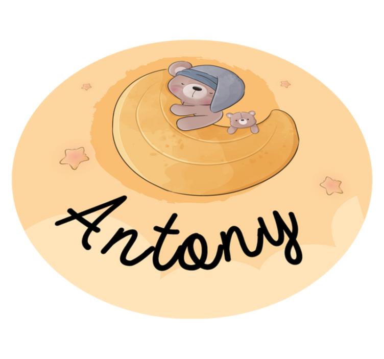 Sleepy bear with name custom vinyl rug - TenStickers