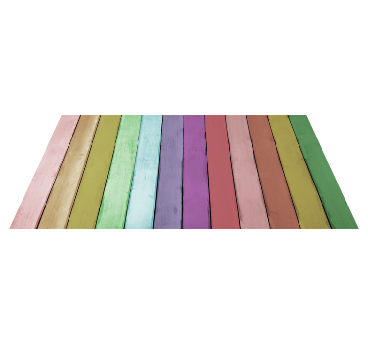 Vibrant rainbow lines wood effect vinyl rug - TenStickers
