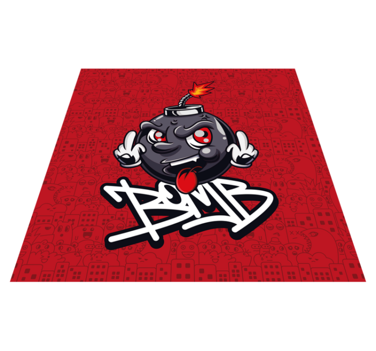 Cartoon Bomb Character teenage bedroom vinyl rug - TenStickers