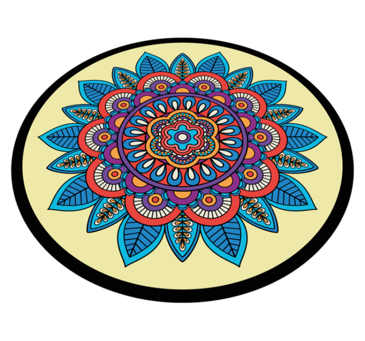 Colorful Circular Motif mandala vinyl rug - TenStickers