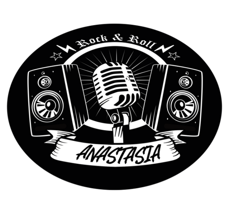 Rock and roll with name teenage bedroom vinyl rug - TenStickers